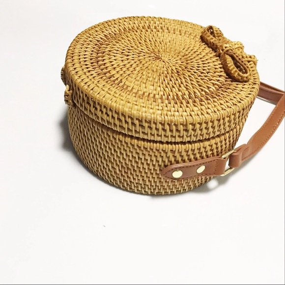 🆕Charlee Round Rattan Straw Crossbody Handbag - Picture 4 of 8